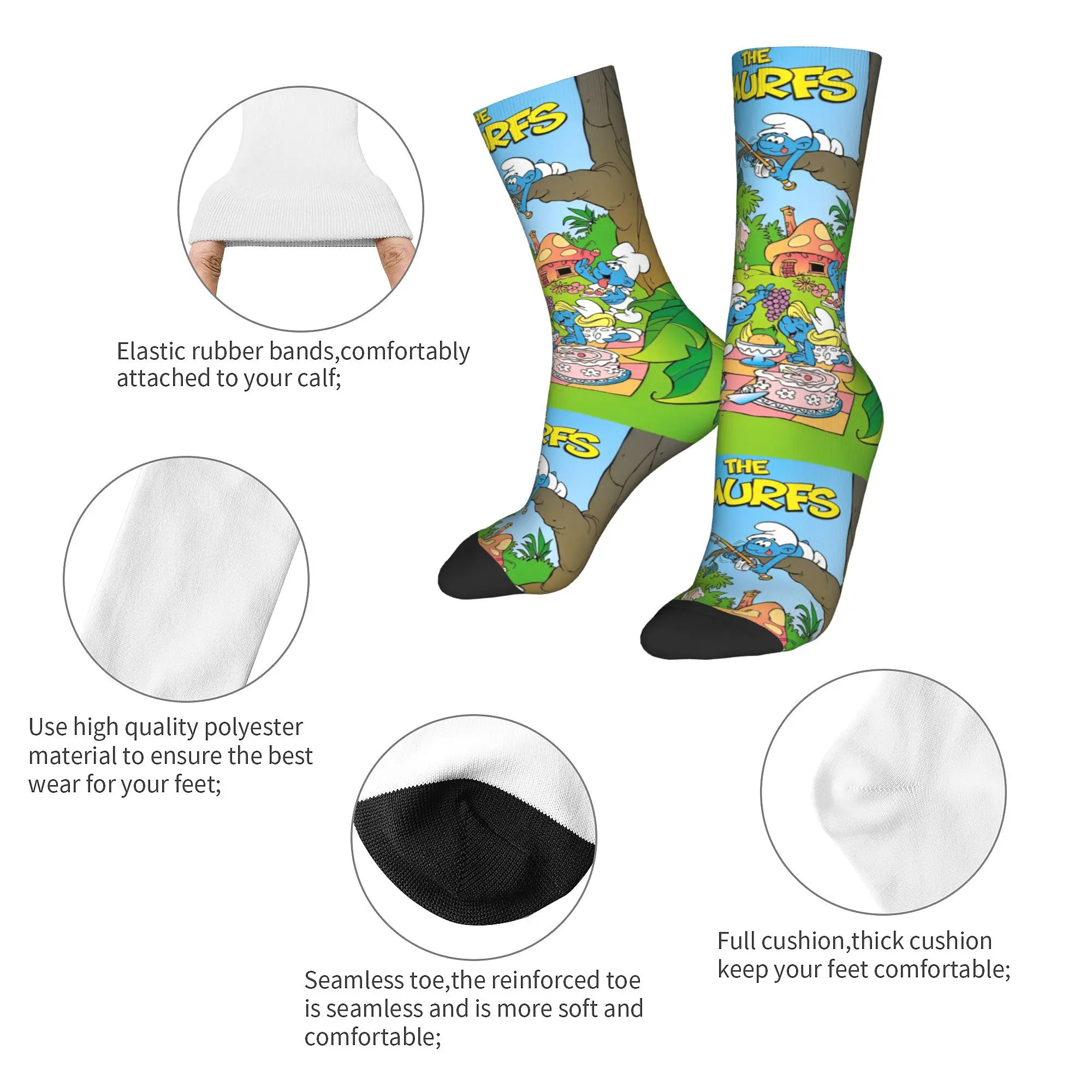 Новые мужские носки Harajuku The S-Smurfs синие с героями мультфильмов аниме 90-х годов