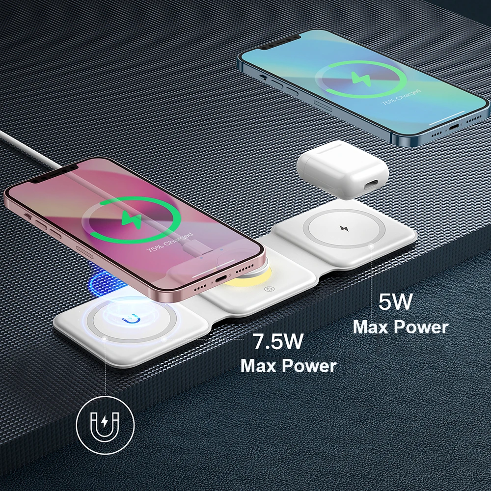 WiWU НОВЕЙШЕЕ 3 в 1 Беспроводное зарядное устройство для iPhone часы наушники