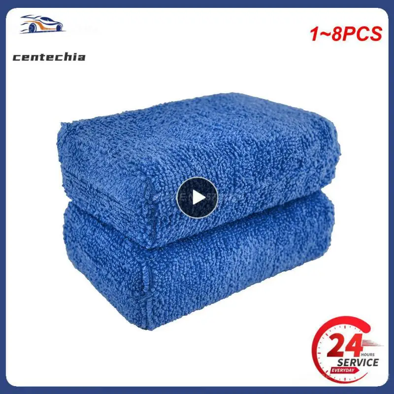 

1~8PCS Premium Grade Microfiber Applicators Sponges, Cloths, Blue (Pack of 8) 12*8*4cm Car Care Microfibre Wax Polishing