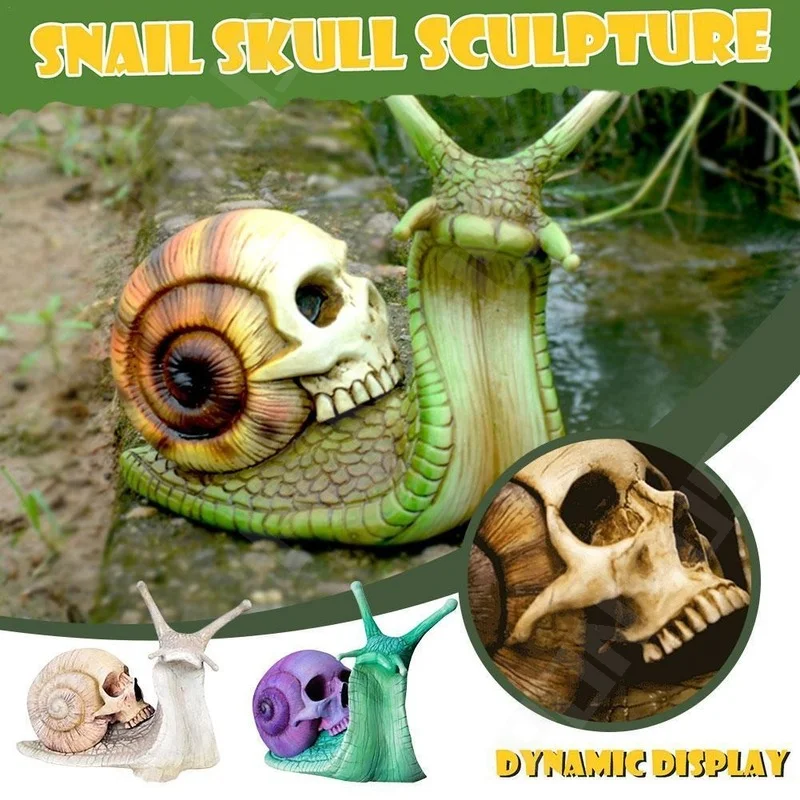 

Snail Skull Sculpture Gothic Decoration Snail Statue Halloween Figurine Resin Craft Horror Skeleton Halloween Garden Decor Gifts