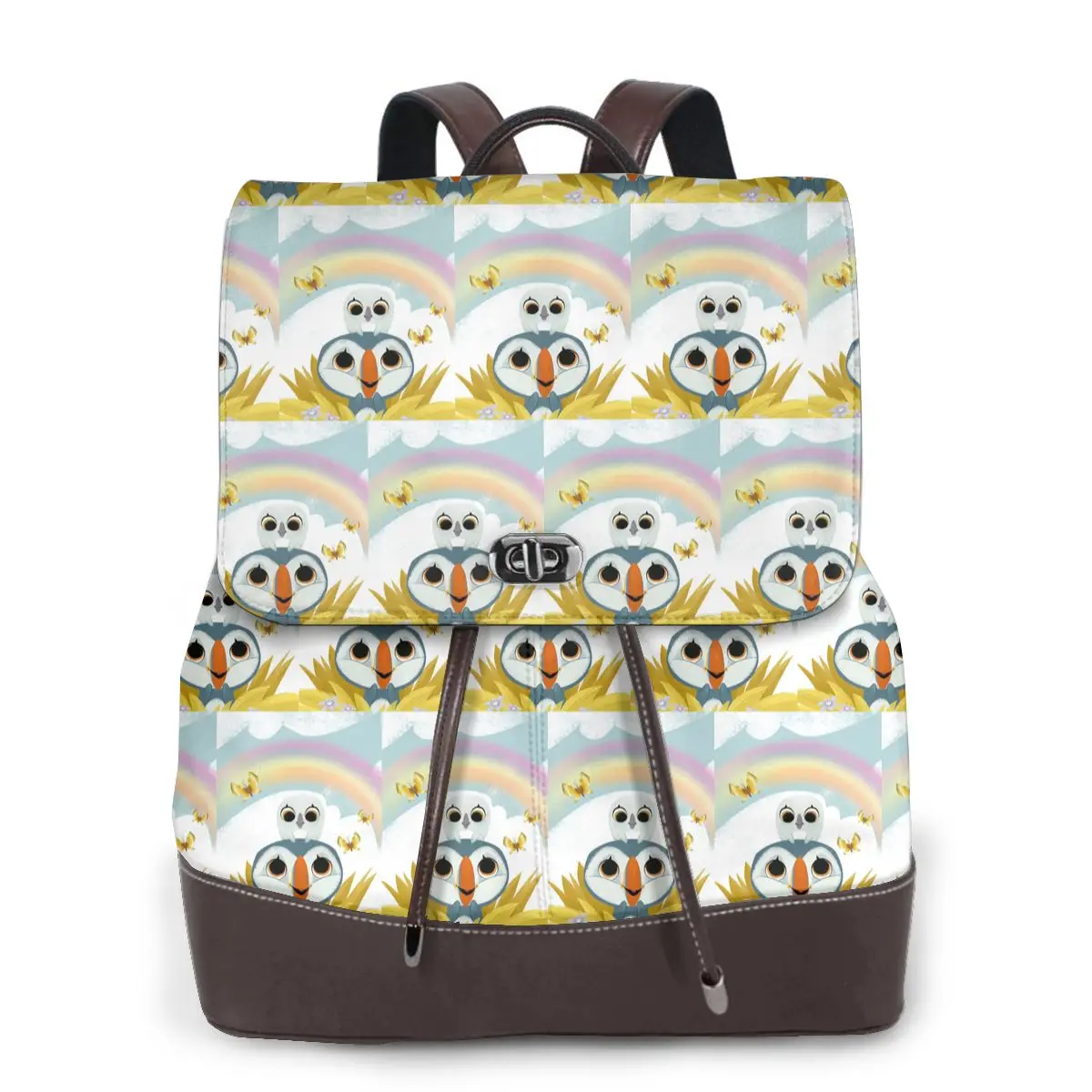 Фото Рюкзак Puffin Rock Oona Baba с мультяшным принтом, школьный ранец для студентов, походный туристический рюкзак для женщин, модный кожаный рюкзак №1