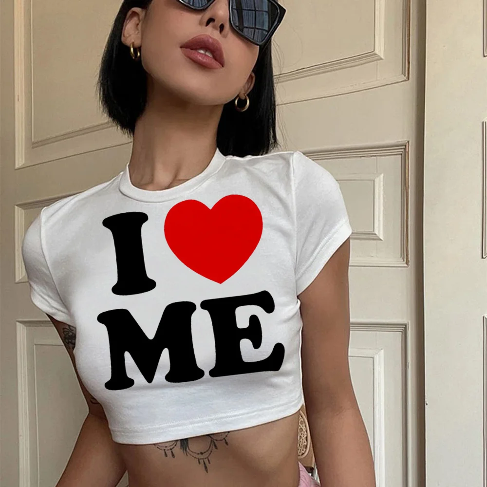 

I LOVE ME print 2000s cyber y2k crop top girl cute aesthetic korean fashion fairy grunge clothing
