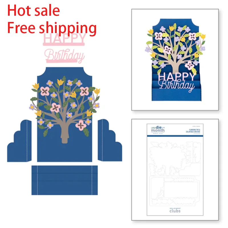 

Flowering Tree & Collapsible Card Base 2023 New Metal Cutting Dies For Scrapbooking Paper Craft Handmade Card Album Punch