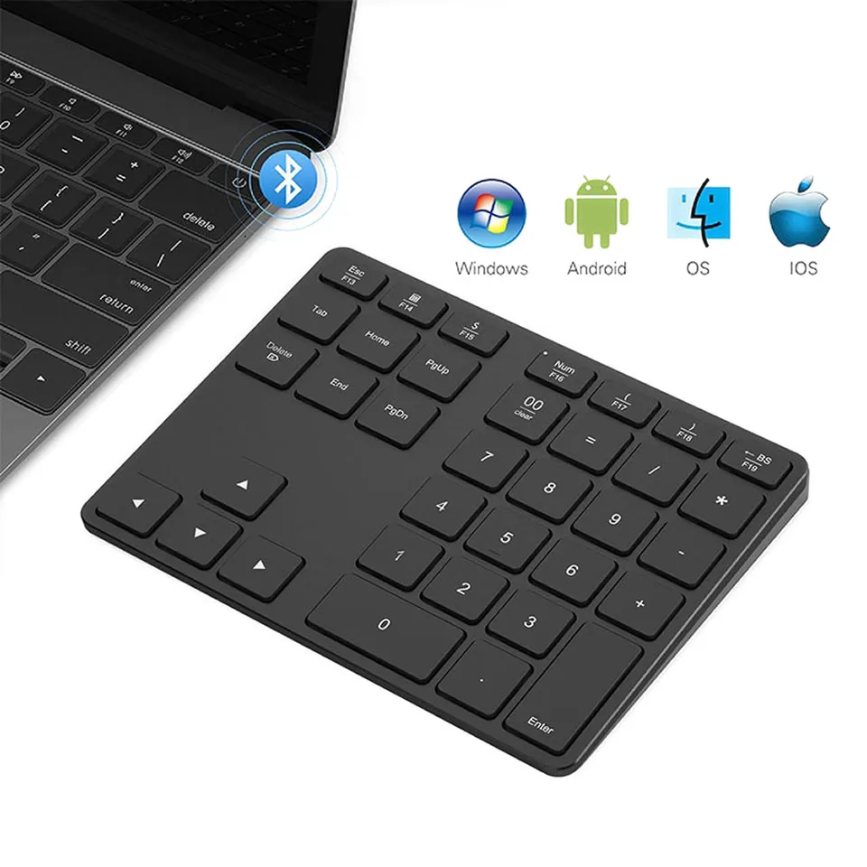 

Bluetooth 5.0 Wireless Numeric Keypad 35 Keys Digital Keyboard for Accounting Teller Windows IOS Mac OS Android PC Tablet Laptop