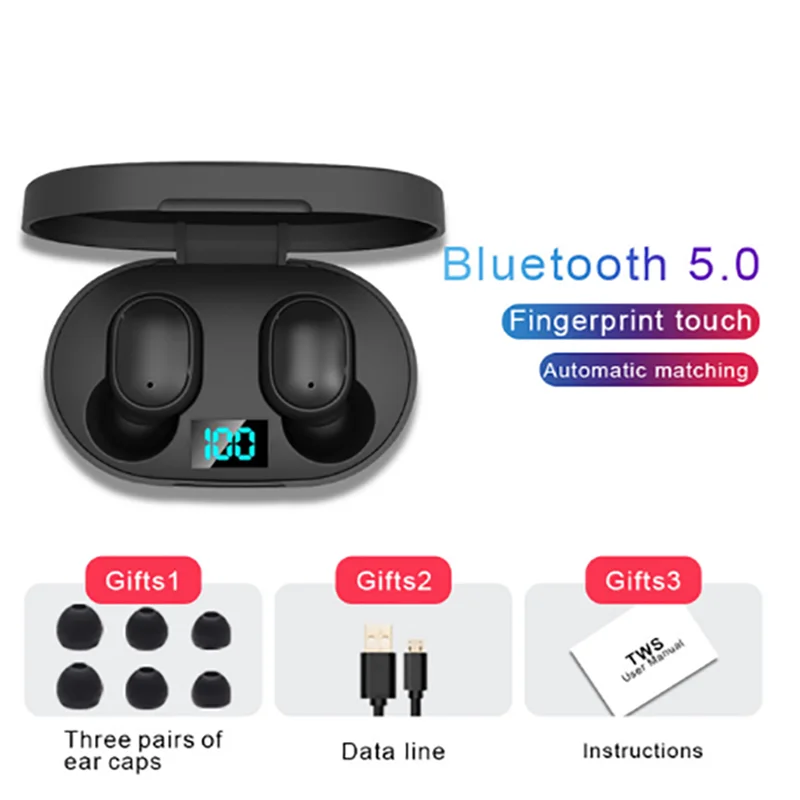 

E6s Bluetooth-наушники; Беспроводная гарнитура; Наушники-вкладыши; Стерео; Бас; Светодиодный дисплей; Спортивные водонепроницаемые наушники для ...