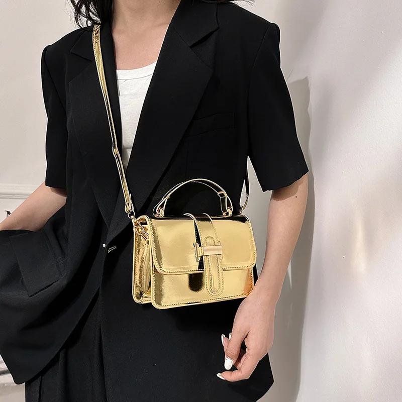 

Elegant Bright PU Handbag For Women Mini Underarm Crossbody Bags Summer Flap Simple Crossbody Bag bolsa Shopping Clutch