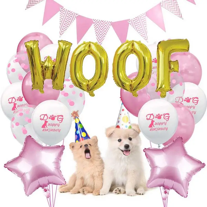 

Счастливая фотография собаки с надписью из розового золота, фотография, украшения Globos Balony, день рождения