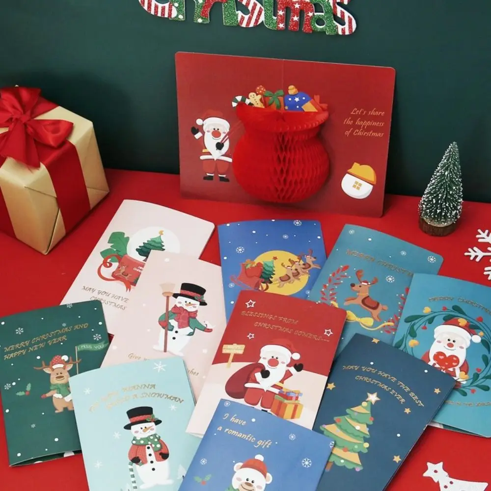 

New Year Gifts 3D Pop Up Marry Christmas Blessing Cards Christmas Postcard Thank You Cards Greeting Cards With Envelope