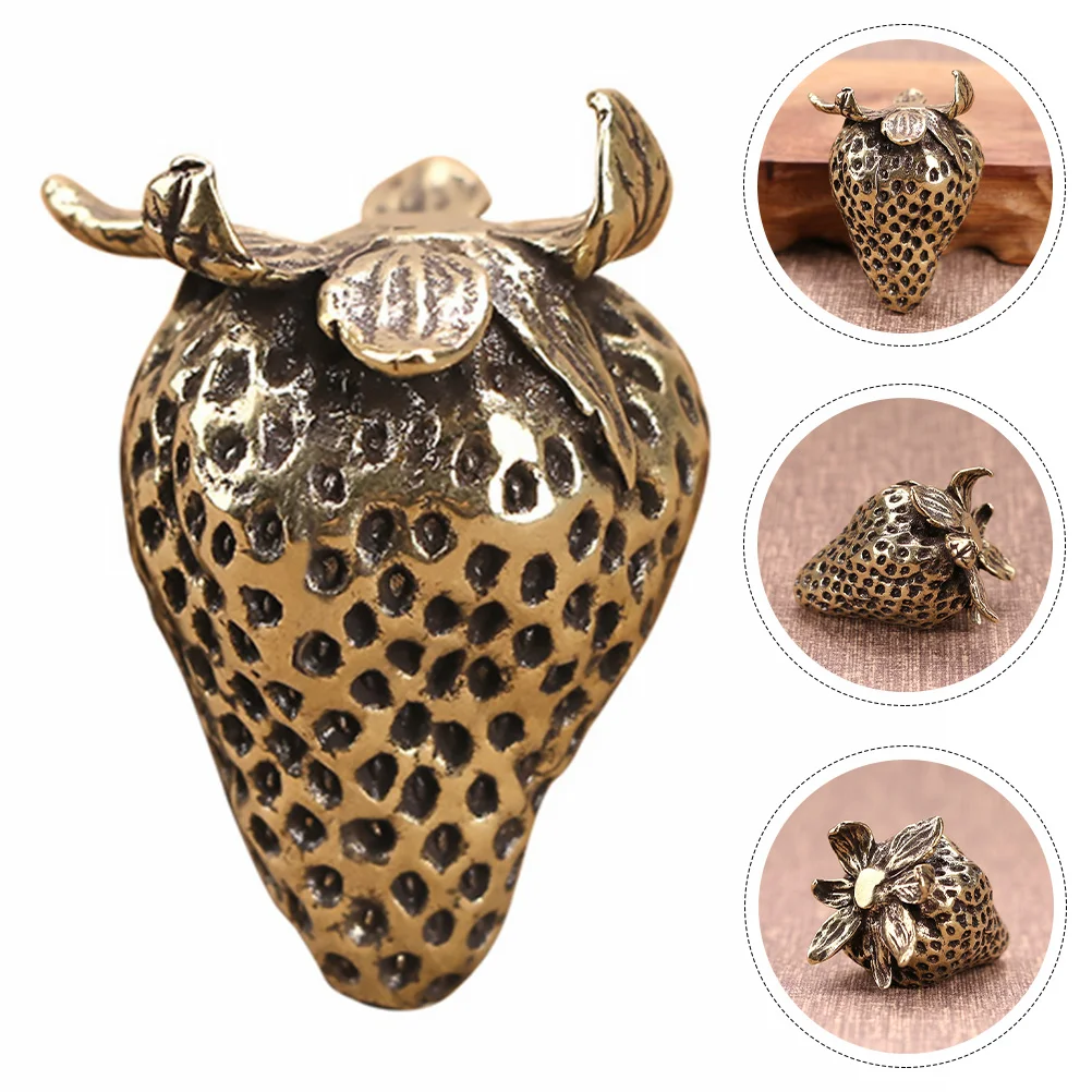 

Decor Strawberry Fruit Brass Figurines Statues Ornament Props Booth Photo Retro Sculpture Vintage Artificialbronze Statue Size