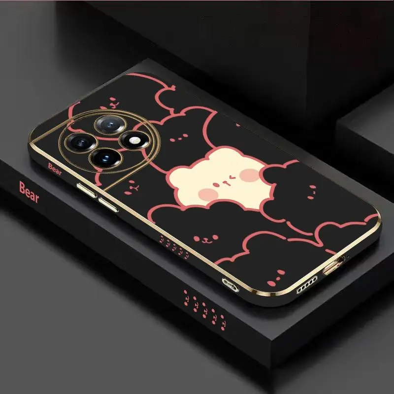 Stacking Bear Luxury Plating Phone Case For Oneplus 11 11R 10R 10T 10 Pro 9 9R 9RT 8T 8 8 Pro Cover
