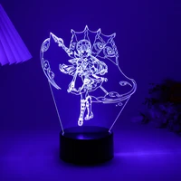 3d led night light genshin impact anime game 16 colors lamp kids room desk gift decor can be combined to purchase acrylic board