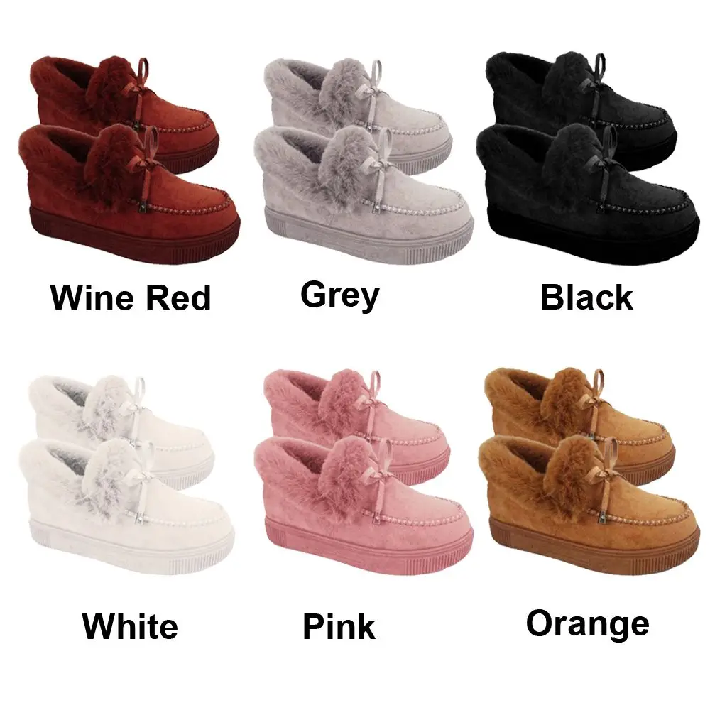 Ladies Womens Faux Fur Lined Warm Winter Moccasin Ankle Bootie Slippers Shoes Anti Skid Bottom Slip Casual Footwear