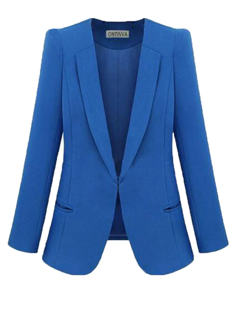 Ladies Yellow Blazer Feminino Big Size 4XL 5XL Formal Jacket Women's White Blaser Rosa Female Blue Office Women Suits 2022