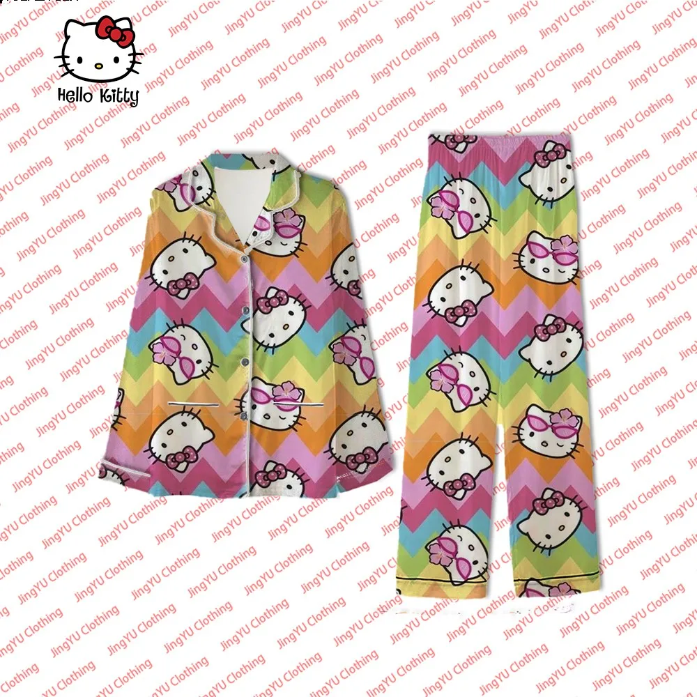 

Sanrio new trendy home wear long-sleeved tops shirt trousers women's suit 2-piece set women's beautiful pajamas set