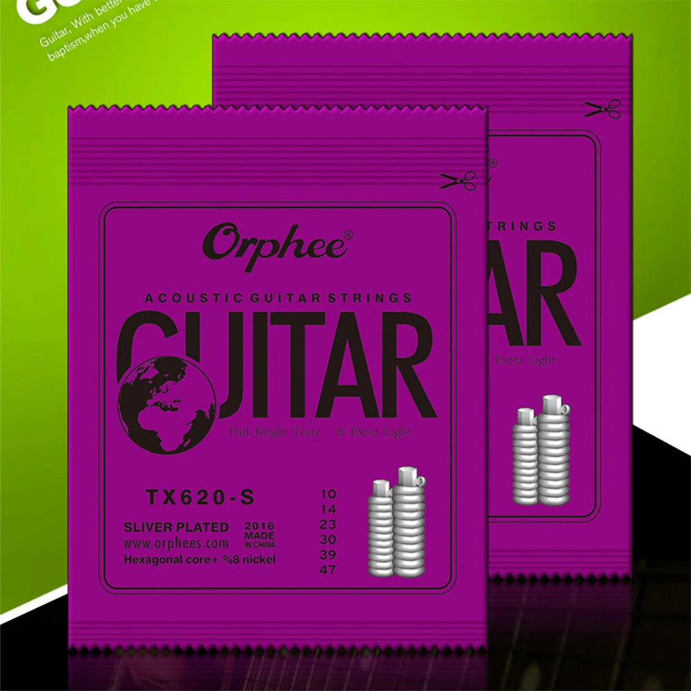 

Orphee TX620-S посеребренные Струны для акустической гитары-набор из 6 струн Экстра светильник 0,10-0,47 Калибр ORPHEE-TX Series Экстра светильник