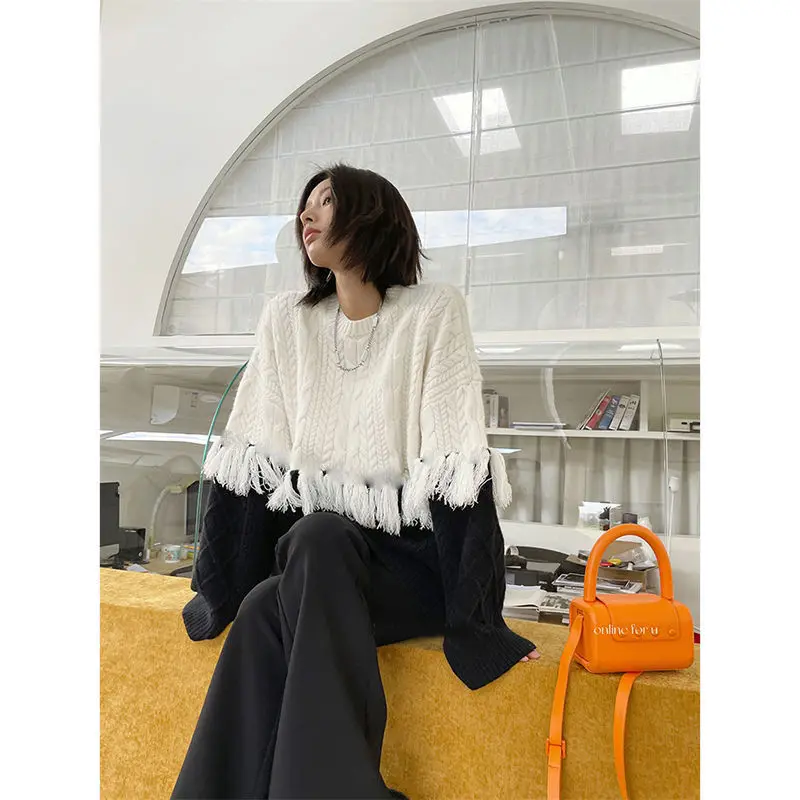 Korejepo корейский осенне-зимний свитер с бахромой женский индивидуальный уличный