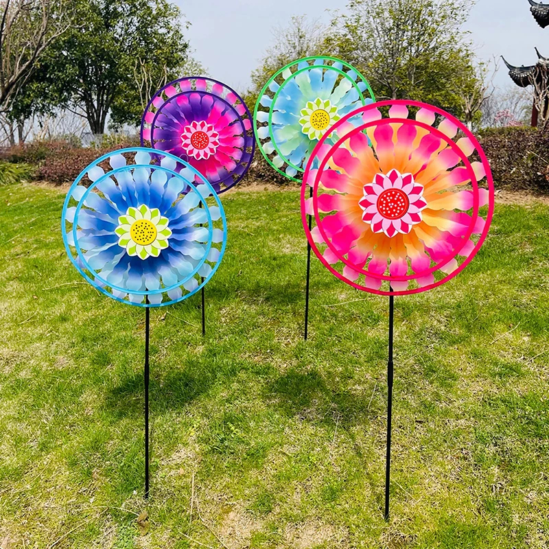 

1Pc Double Layer Colorful Wheel Windmill Wind Spinner Kids Toys Garden Yard Decor Random Color