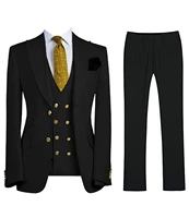mens slim fit suit 3 piece business casual gentleman costume groom vest pants blazer set