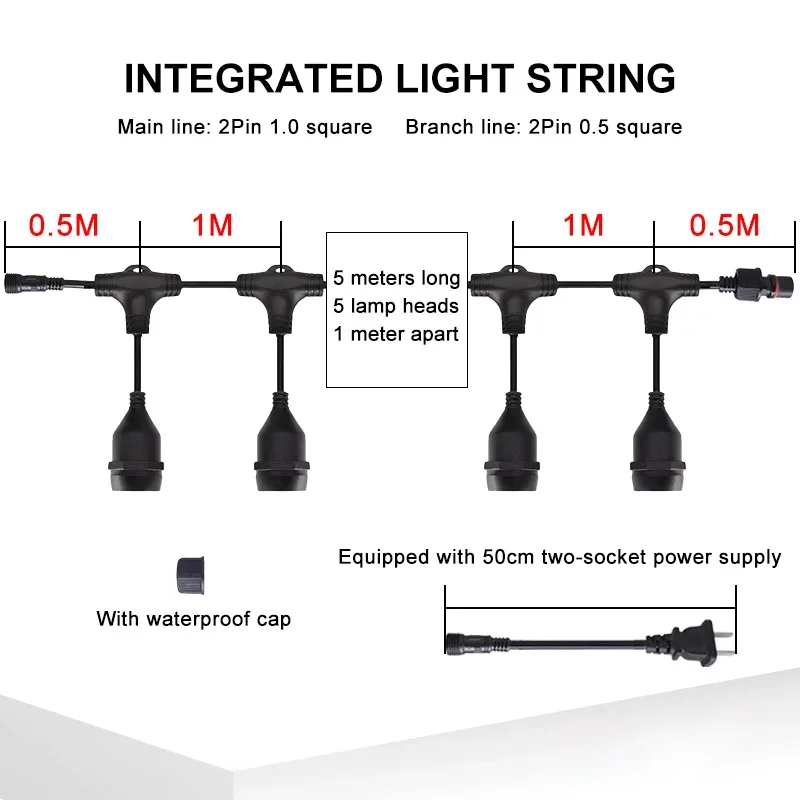 Светодиодный водонепроницаемый светильник E27 атмосферный для кемпинговой
