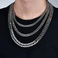 europe and the united states cuban necklace hip hop style titanium steel for women men simple jewelry japan south korea