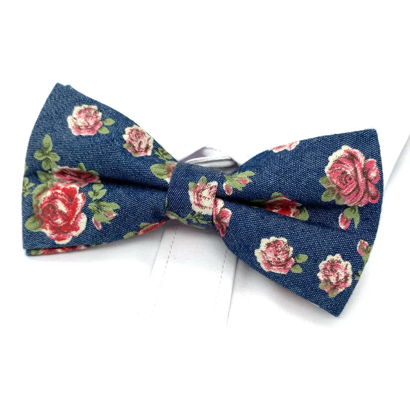 MUGIVALA Джинсовый хлопковый галстук-бабочка для мужской официальной одежды деловых