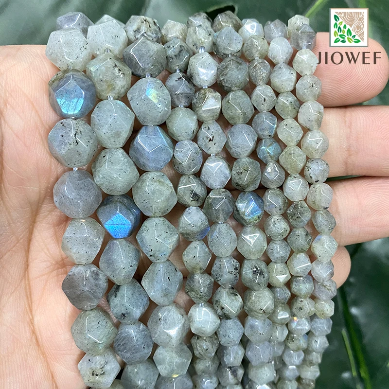 

Natural Stone Faceted Gray Labradorite Loose Spacer Beads 6/8/10mm for DIY Bracelet Earrings charm Jewelry Making 14" Strand