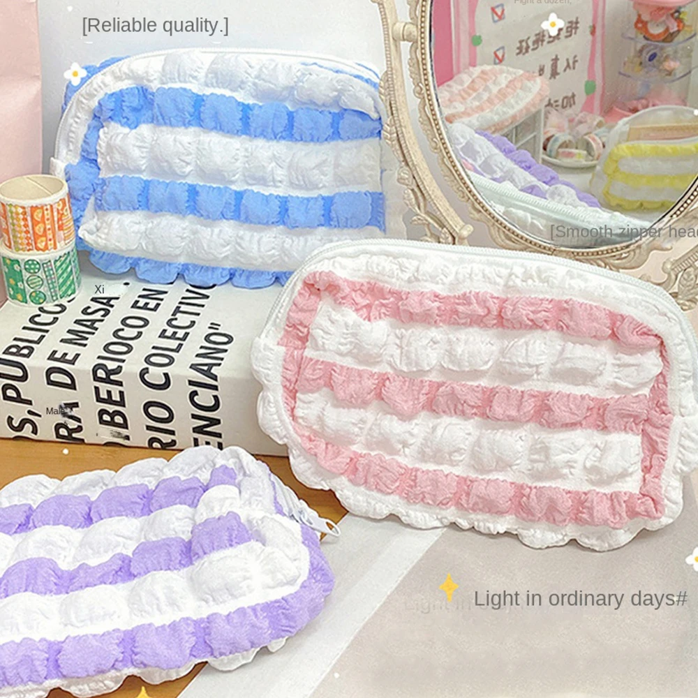 

Ins Niche Style Junior High School Student Stationery Box For Girls Pen Box Zipper Pencilcase Stationery Cream Puff Cosmetics