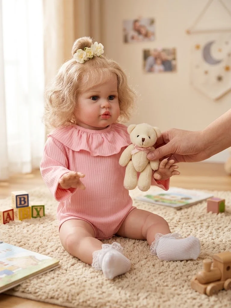 Фото Кукла NPK 60CM Reborn Ellie, реалистичная кукла-младенец для девочек, мягкая на ощупь, с 3D-кожей, с вручную прошитыми волосами, подарок для малышей. №3