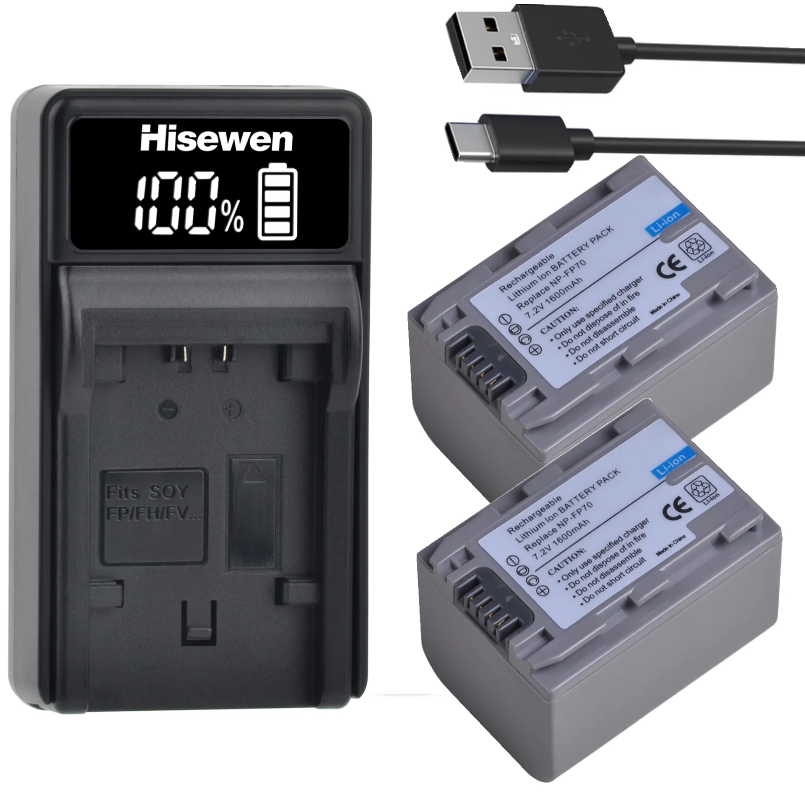 Фото NP-FP70 NP FP70 NP-FP71 Аккумулятор + зарядное устройство с портом типа C для Sony NP-FP30 NP-FP50 NP-FP90 DVD92 DVD103 Аккумулятор для видеокамеры №1
