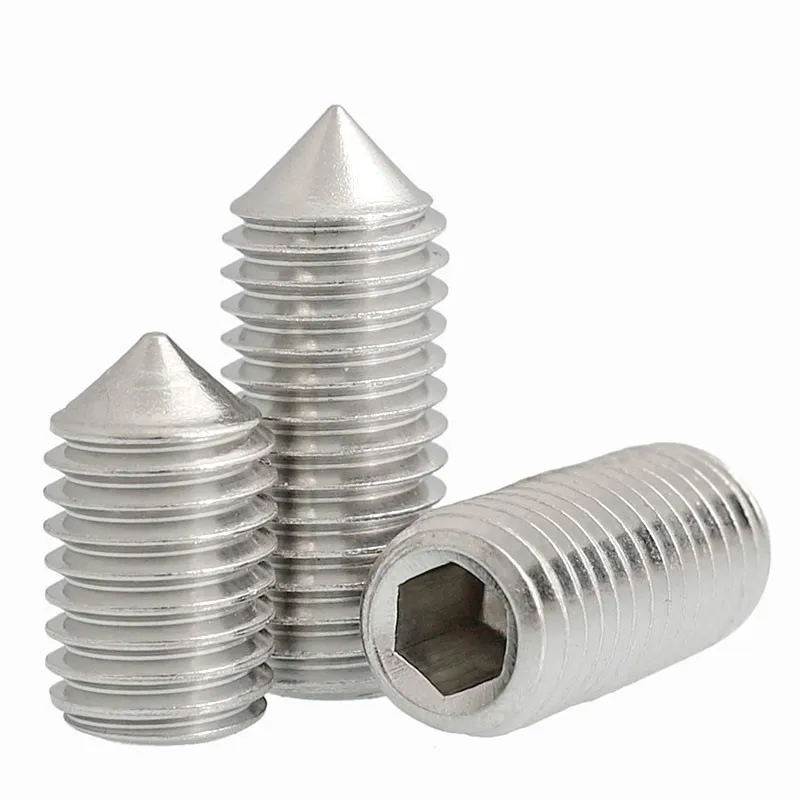 

300pcs Hex Hexagon Socket Set Screw Cone All Cup Point Grub Screw M5 M6 A2 304 Stainless Steel Set Screw Bolt DIN914 5-12mm