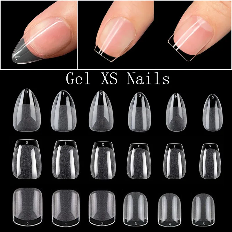 

Gel XS Nail Tips Extension Artificial False Nails French Coffin Nails Reusable Adhesive False Nails Almond Fingernails 120Pcs