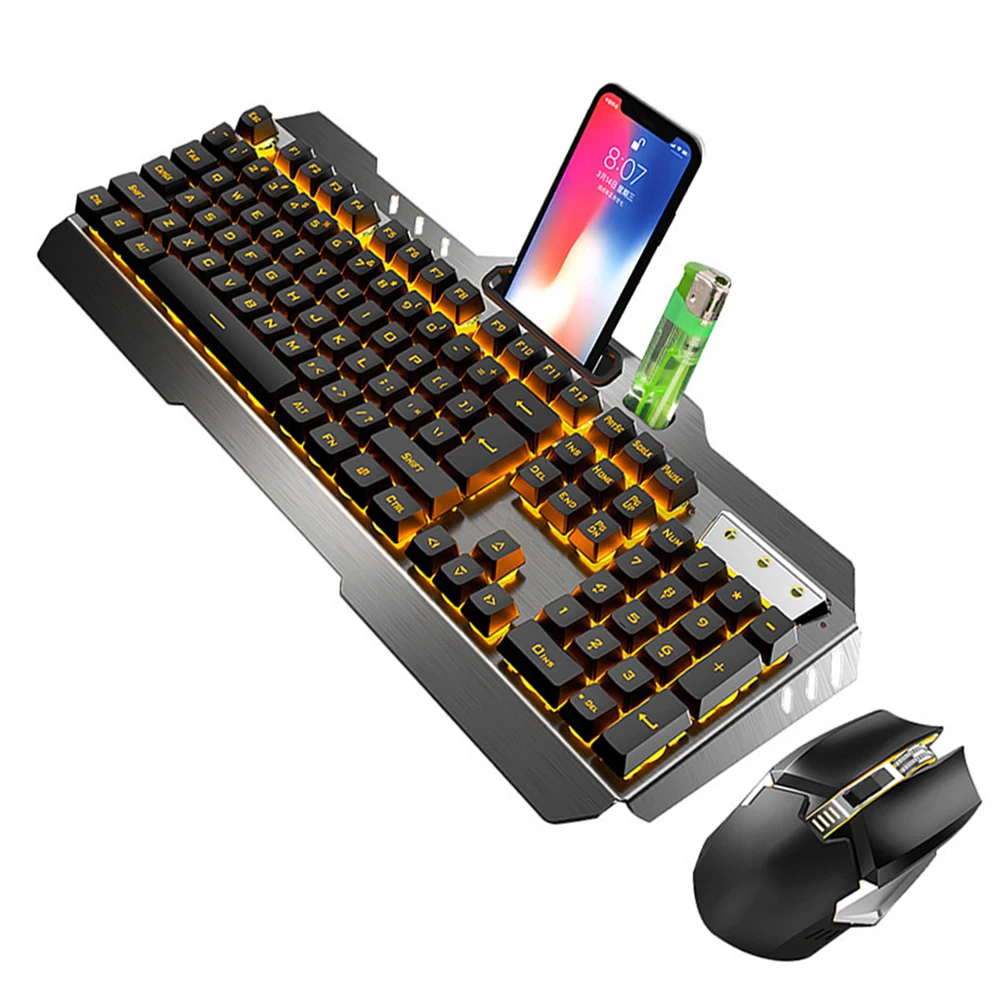 

2.4G Wireless Keyboard Mouse Combo Portable Rechargeable Kit Mechanical Feel Keyboard Gaming Mice Set with Backlit for PC Laptop