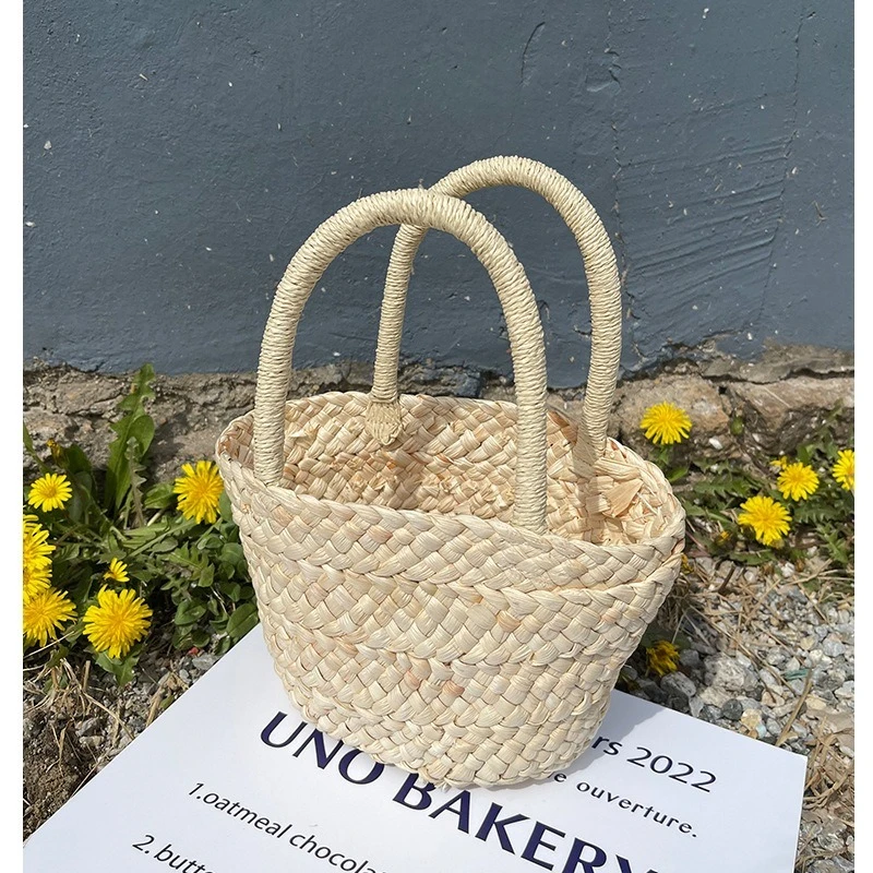 

Small Fresh Straw Bag Hand-held 2022 New Cute Woven Bag Hand-carried Small Bag Korean Style All-match Small Basket Women's Bag