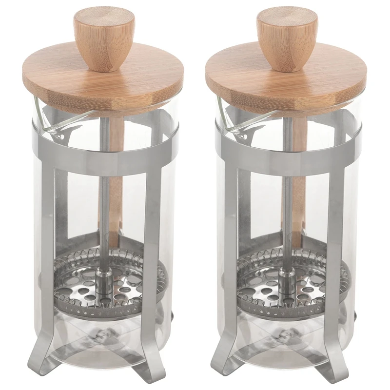 

2X French Press Bamboo Cover Coffee Plunger Tea Maker Percolator Filter Press Coffee Kettle Pot Glass Teapot