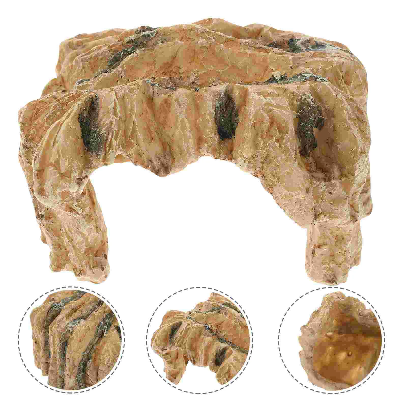 

Turtle Reptile Cave Platform Shelter Tank Hideout Resin Basking Hiding Habitat Climbing Tortoise Decor Ladderamphibian Hole