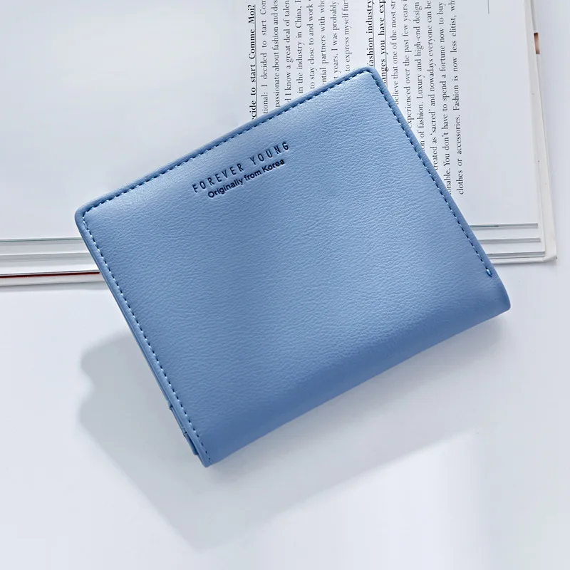 

Thin Style Women Wallets Zipper Coin Bag In Back Blue Soft Leather Ladies Card Holder Slim Purse Female Wallet Mini Short 2023