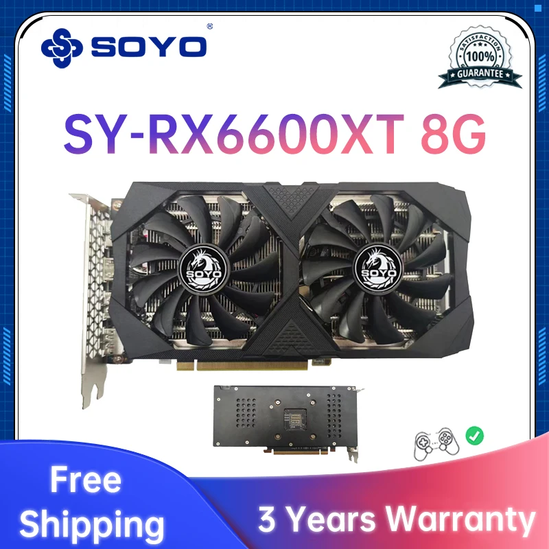 SOYO New RX5500XT RX5700XT RX580 8GB Gaming Graphics Card GPU GDDR6 128Bit 14 Gbps Computer Graphics Support AMD Intel Desktop