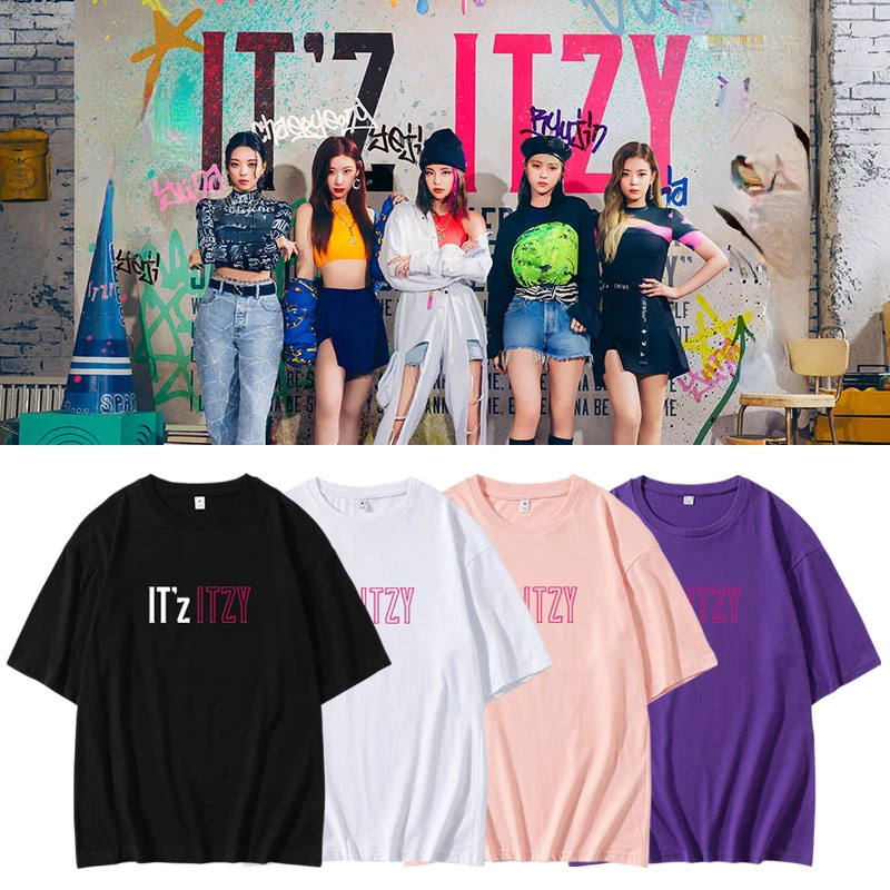 

Kpop ITZY New Women's Cotton T-shirts Summer 2022 Casual Streetwear Short-sleeve O-neck Loose Tshirt Girls Tops Harajuku Tees