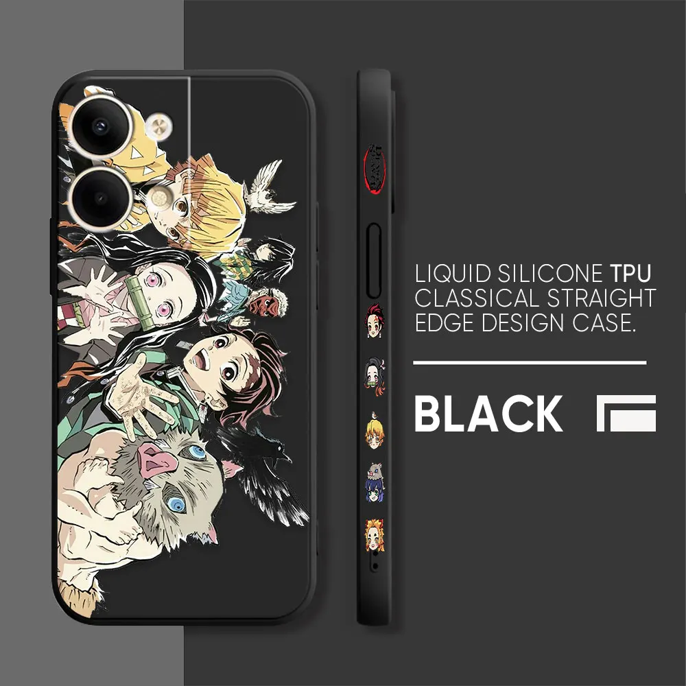 Cartoon Demon Slayer Anime Phone Case For OPPO RENO 8 7 9 6 7SE 5 4 4SE 4 3 4G 5G PRO PLUS Colour Liquid Case Funda Shell Capa