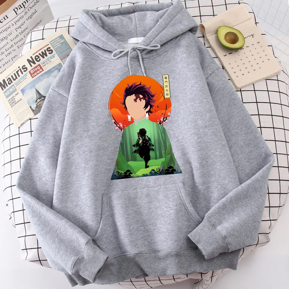 

Demon Slayer Anime Print Hoodies Harajuku Men Streetwear Loose Fashion Mens Sweatshirt Hooded New Autumn Fleece Men's Pullovers