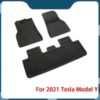 fully surrounded special foot pad for 2021 tesla model y waterproof non slip trunk floor mat tpe xpe modified accessories 3pcs