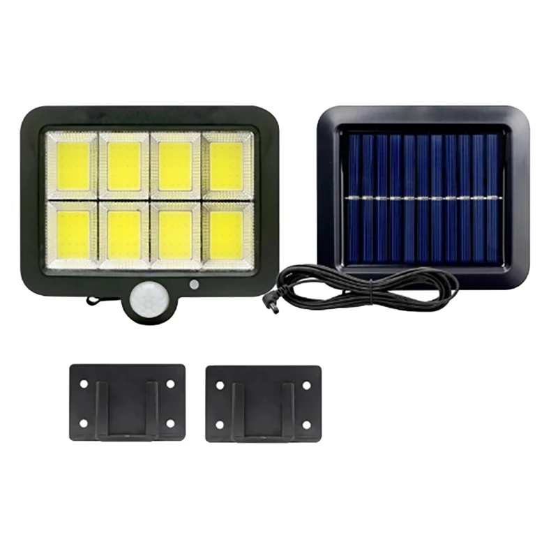 

Светодиодный уличный светильник с датчиком движения, водонепроницаемый фонарь IP65 для гаража, патио, настенная лампа на солнечной батарее, у...