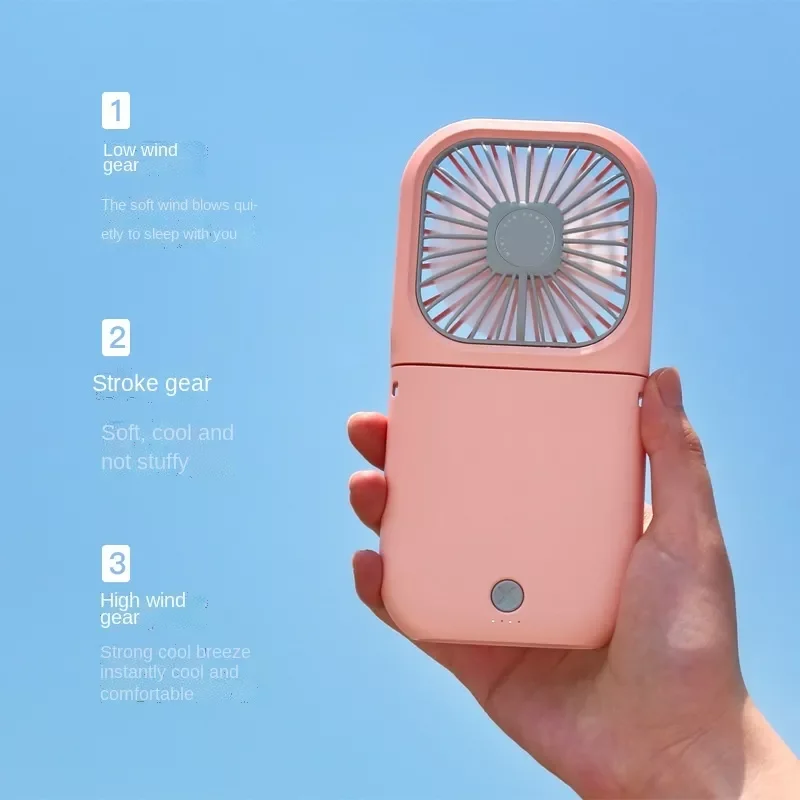 Portable Mini Fan USB Rechargeable with Power Bank Handheld Fan Desk Adjustable Fan Air Cooler Home Office Outdoor Travel