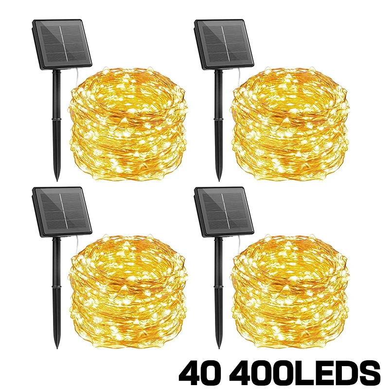 

Solar String Fairy Lights 40m Christmas Lights Waterproof Outdoor Garland Solar Power Lamp Christmas for Garden Decoration.