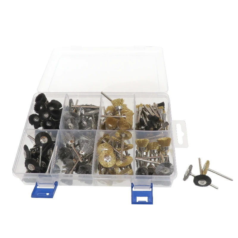 

180Pcs Wire Brush Set 3.2mm Shank Brass Coated Wire Stainless Wheel for Drill Clean Rust Removal Dremel Accessories Rotary Tools