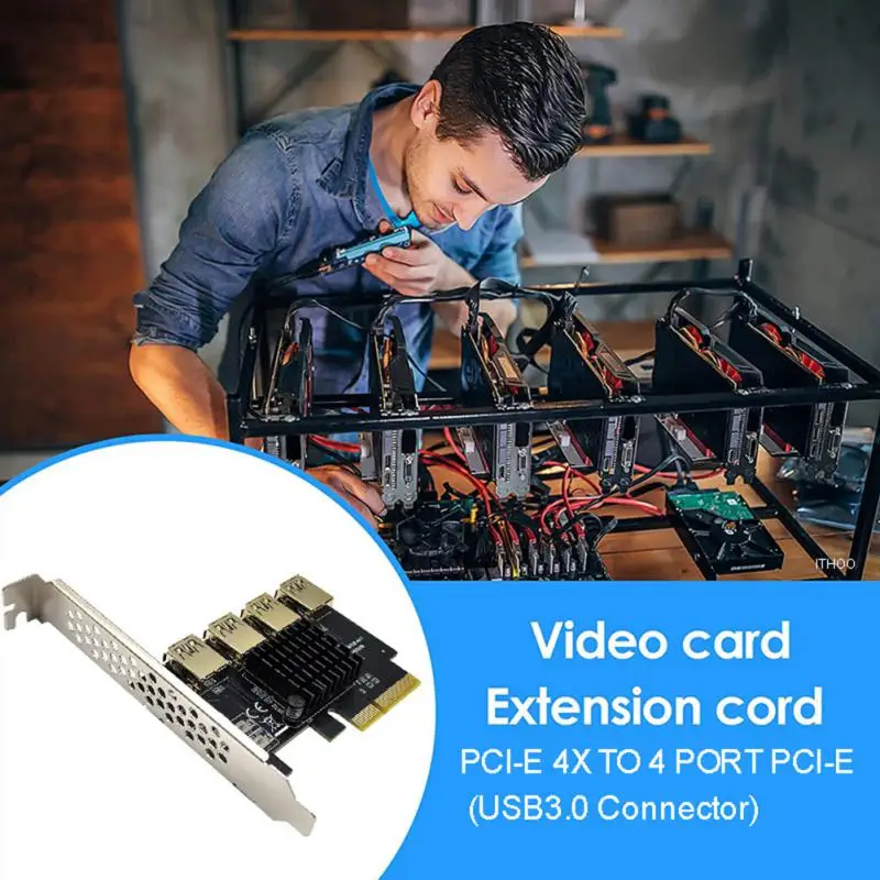 

Черный концентратор с усилением Usb 3,0, 5 ГБ, простой и удобный Pci-e от 1x до 4, Райзер-Майнер, Майнер, Райзер Pcie от 1 до 4, Райзер-карта