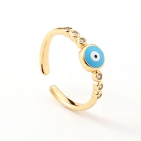 high quality simple creative jewelry enamel drip oil diamond ring hot selling evil eye ring sweet and small tail ring party gift