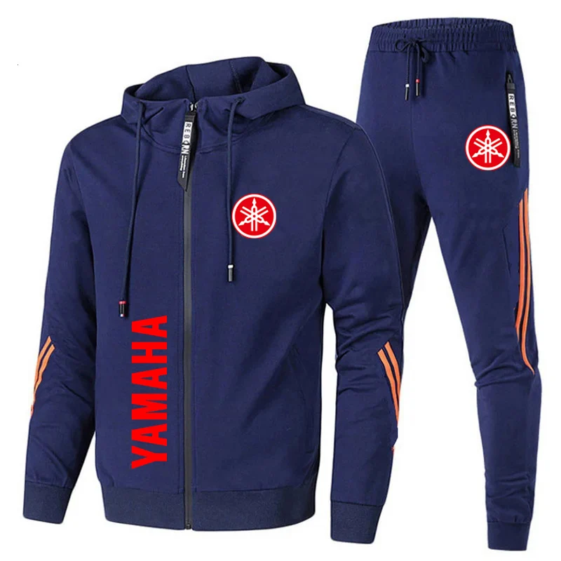 New Yamaha Clothing Tracksuit Men Sportswear Zip Pullover+Pant 2 Piece Sets Casual Fitness Jogging Sweatshirt Man Clothes