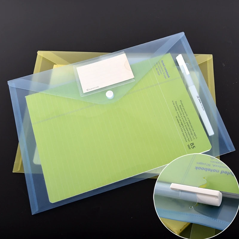 10pcs/Pack Transparent Plastic Wallets A4 Folder File Document Bag Waterproof Reusable for student Teacher Office Staff - купить по
