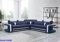 sofas modernos para sala muebles de la sala Modern sofa for living room with LED light L shap corner sofa genuine